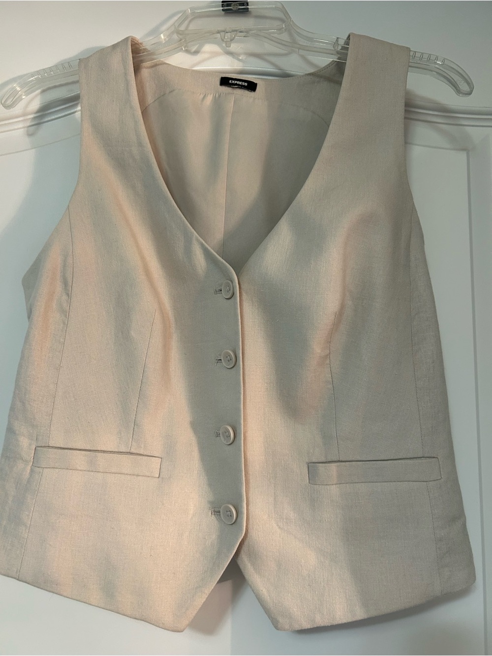 2 piece Express Cream Button-Front Women's Vest and shorts